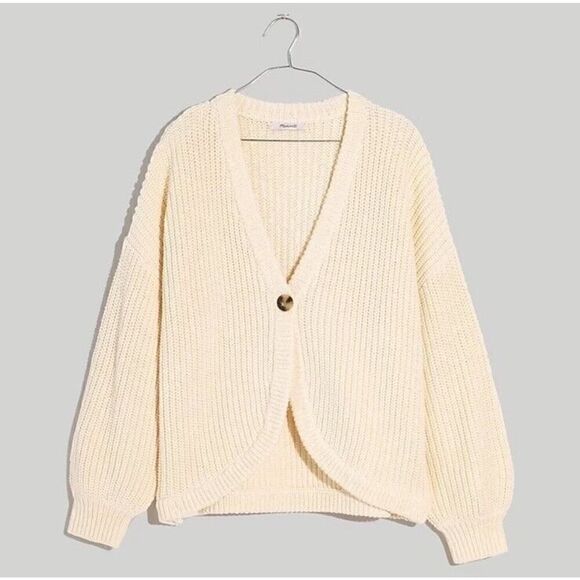 Madewell Shirttail Cardigan Sweater Chunky Size XS Antique Cream - Picture 2 of 10